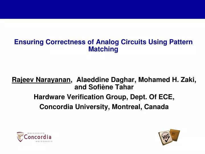 ensuring correctness of analog circuits using pattern matching