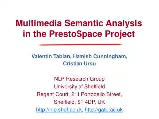 multimedia semantic analysis in the prestospace project