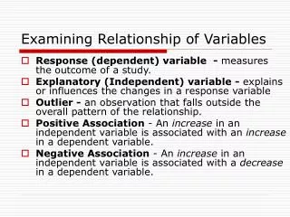 Examining Relationship of Variables