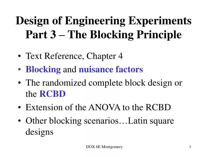 design of engineering experiments part 3 the blocking principle