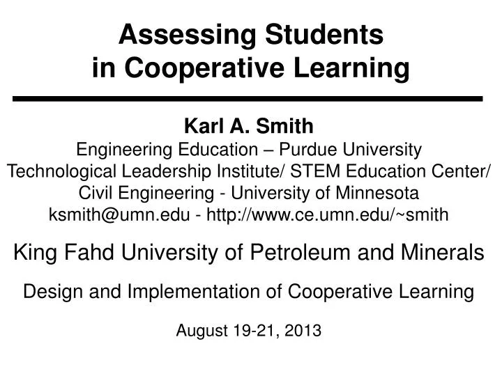 assessing students in cooperative learning