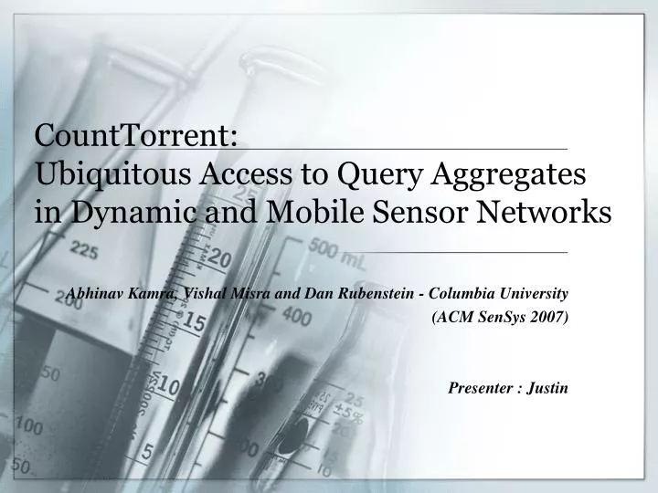 counttorrent ubiquitous access to query aggregates in dynamic and mobile sensor networks