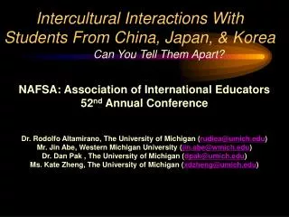 Intercultural Interactions With Students From China, Japan, &amp; Korea