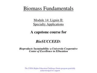 Biomass Fundamentals Module 14 : Lignin II: Specialty Applications