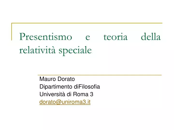 presentismo e teoria della relativit speciale