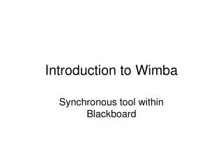 Introduction to Wimba