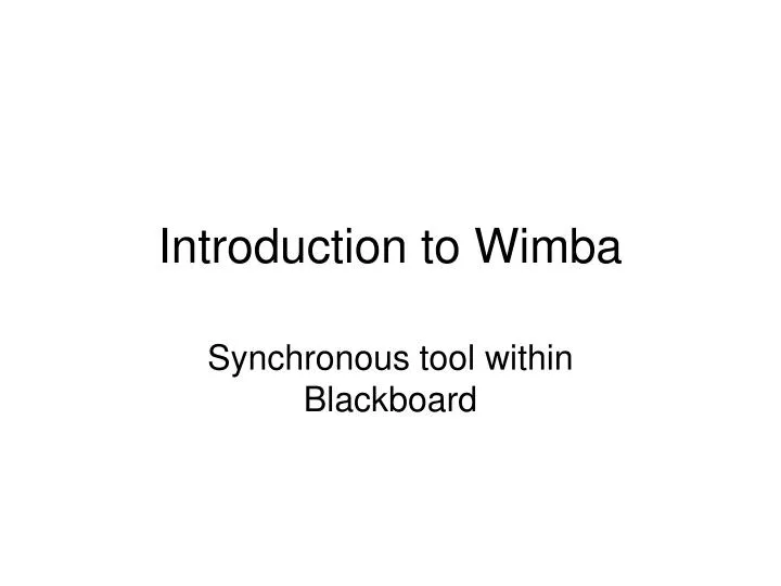 introduction to wimba