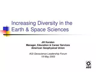 Increasing Diversity in the Earth &amp; Space Sciences