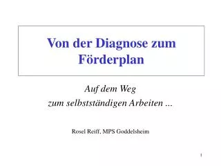 von der diagnose zum f rderplan