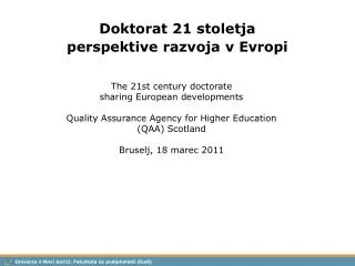 Doktorat 21 stoletja perspektive razvoja v Evropi