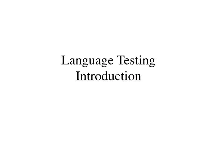 language testing introduction