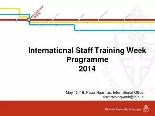 International Staff Training Week Programme 2014