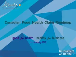 Canadian Food Health Claim Roadmap
