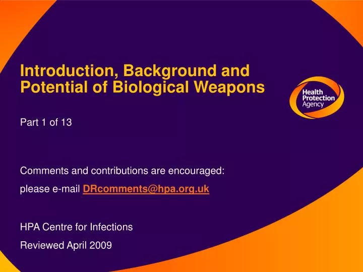 introduction background and potential of biological weapons