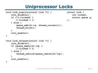 Uniprocessor Locks