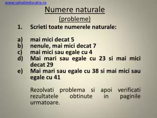 numere naturale probleme