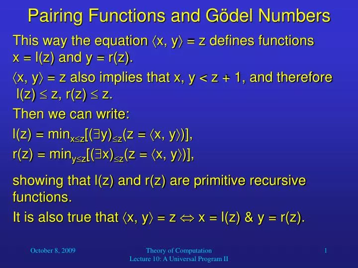 pairing functions and g del numbers