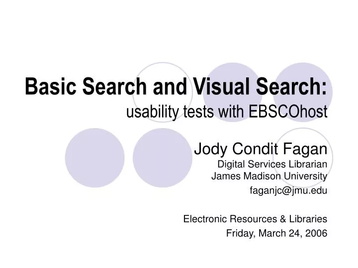 basic search and visual search usability tests with ebscohost