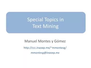Special Topics in Text Mining