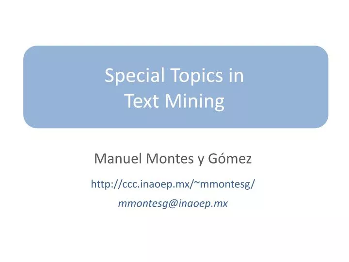 special topics in text mining