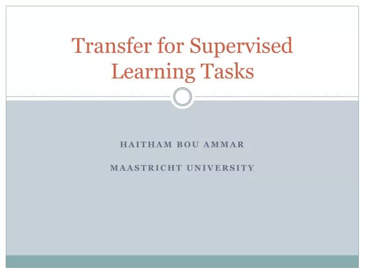 transfer for supervised learning tasks