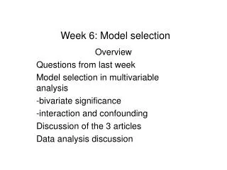 Week 6: Model selection