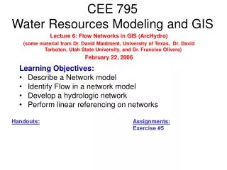 CEE 795 Water Resources Modeling and GIS