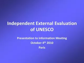 independent external evaluation of unesco