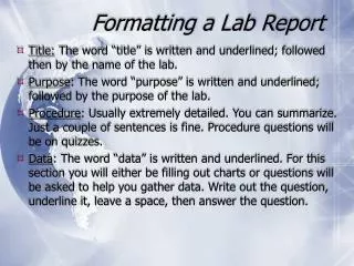 Formatting a Lab Report