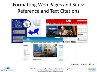 Formatting Web Pages and Sites: Reference and Text Citations