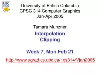 Interpolation Clipping Week 7, Mon Feb 21