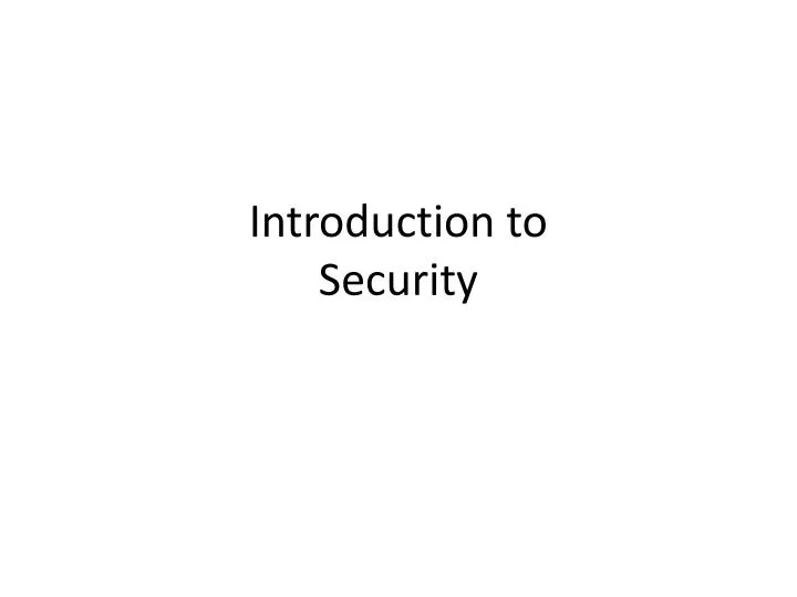 introduction to security