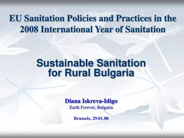 eu sanitation policies and practices in the 2008 international year of sanitation