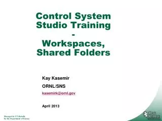 Control System Studio Training - Workspaces, Shared Folders
