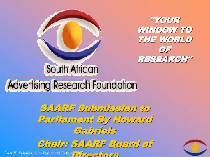 saarf submission to parliament by howard gabriels chair saarf board of directors