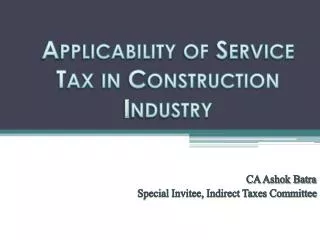 Applicability of Service Tax in Construction Industry