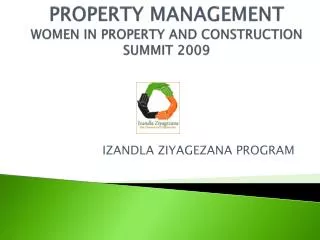 PROPERTY MANAGEMENT WOMEN IN PROPERTY AND CONSTRUCTION SUMMIT 2009