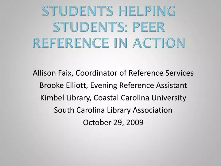 students helping students peer reference in action