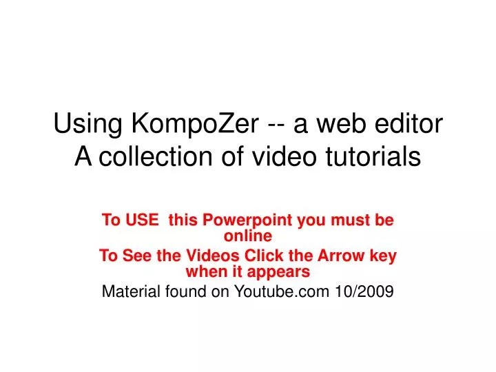 using kompozer a web editor a collection of video tutorials