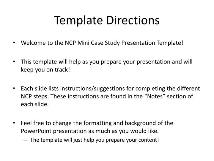 template directions
