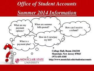 Office of Student Accounts Summer 2014 Information
