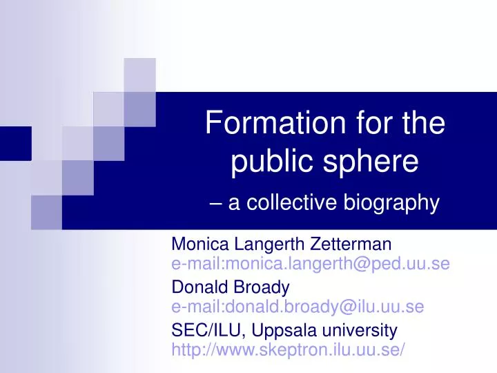 formation for the public sphere a collective biography