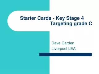 Starter Cards - Key Stage 4 Targeting grade C
