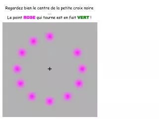 regardez bien le centre de la petite croix noire le point rose qui tourne est en fait vert