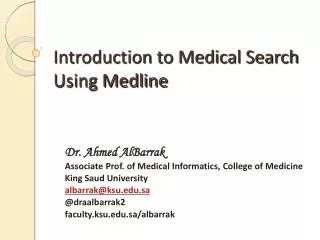 Introduction to Medical Search Using Medline