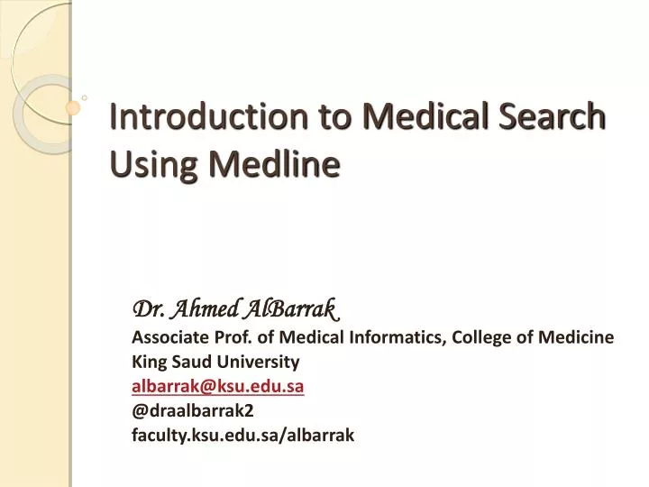 introduction to medical search using medline