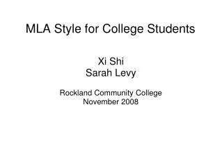 MLA Style for College Students