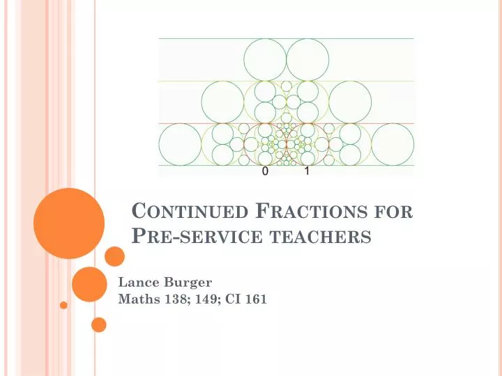 continued fractions for pre service teachers