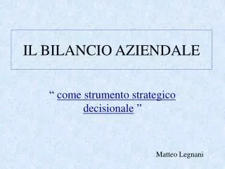 il bilancio aziendale