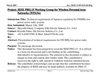 Project: IEEE P802.15 Working Group for Wireless Personal Area Networks (WPANs)